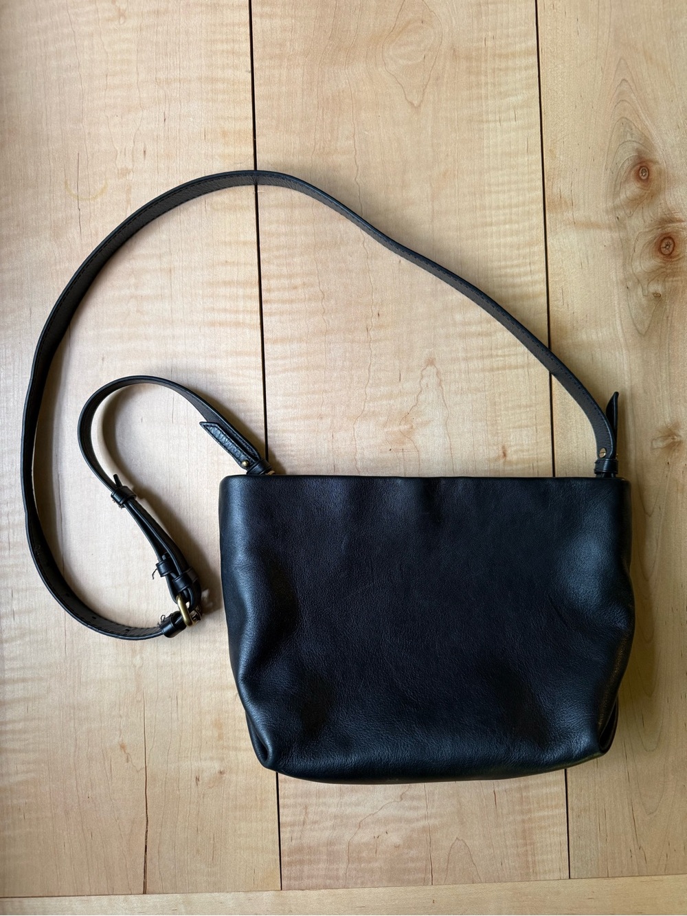 J. Crew Black Leather Crossbody Bag Neutral Preppy Travel